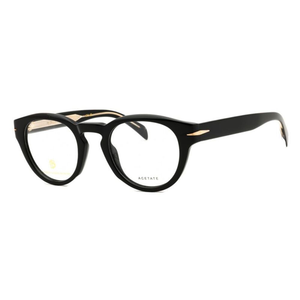 David Beckham Eyeglasses Round Full Rim, Black Frame and Clear Demo Lenses Lens